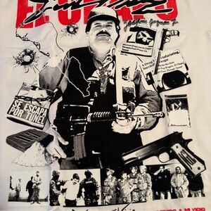 El chapo. Evil vice.  Short Sleeve Graphic Tee - White with Black/Red Print